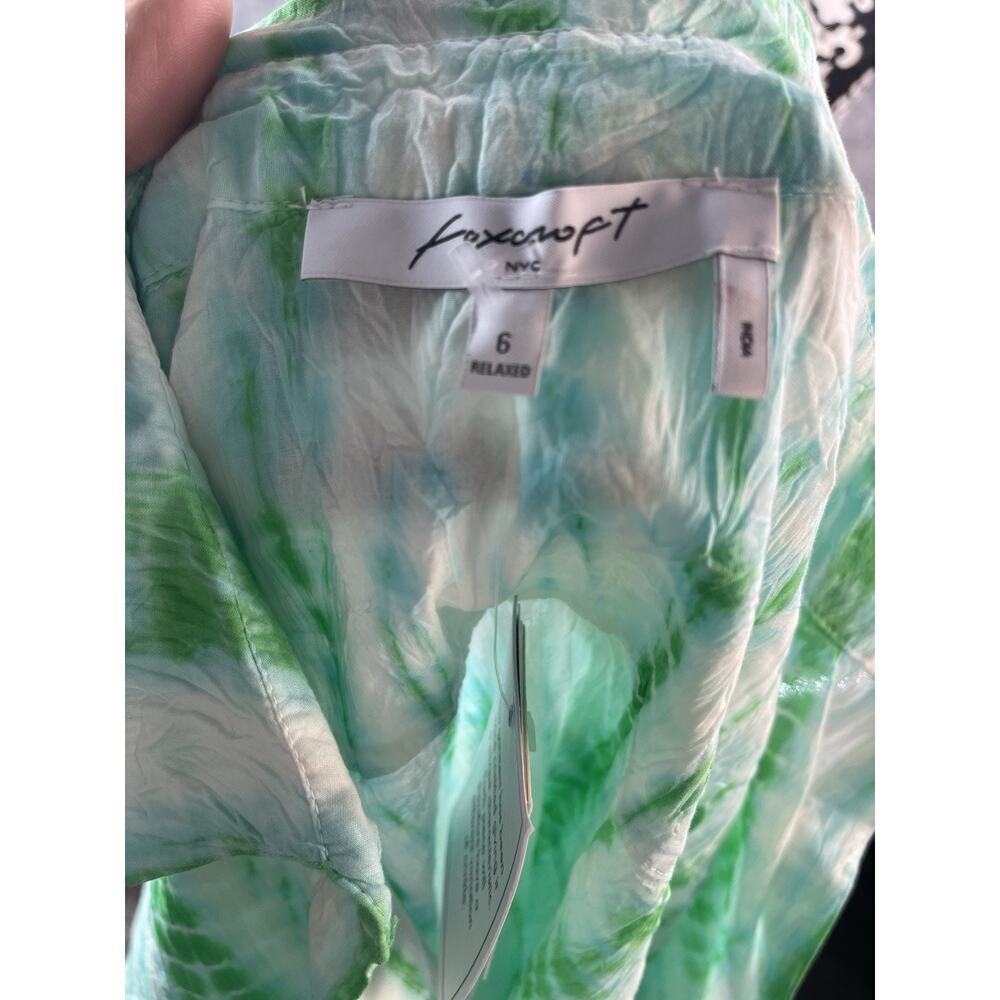 NEW Foxcroft Zoey Tie Dye BOHO Shirt Womens Sz 12 Relaxed Button Up Top All Over - Picture 5 of 8